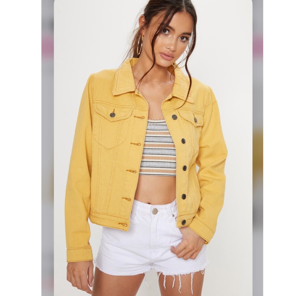 Pretty Little Thing Denim Yellow Jacket